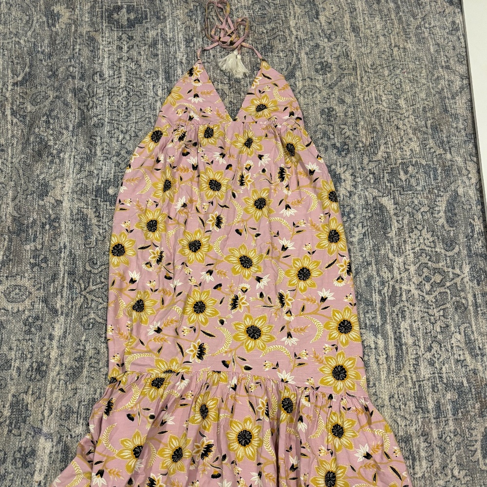 NWT Loft Beach Halter Midi dress in sunflower print size XS